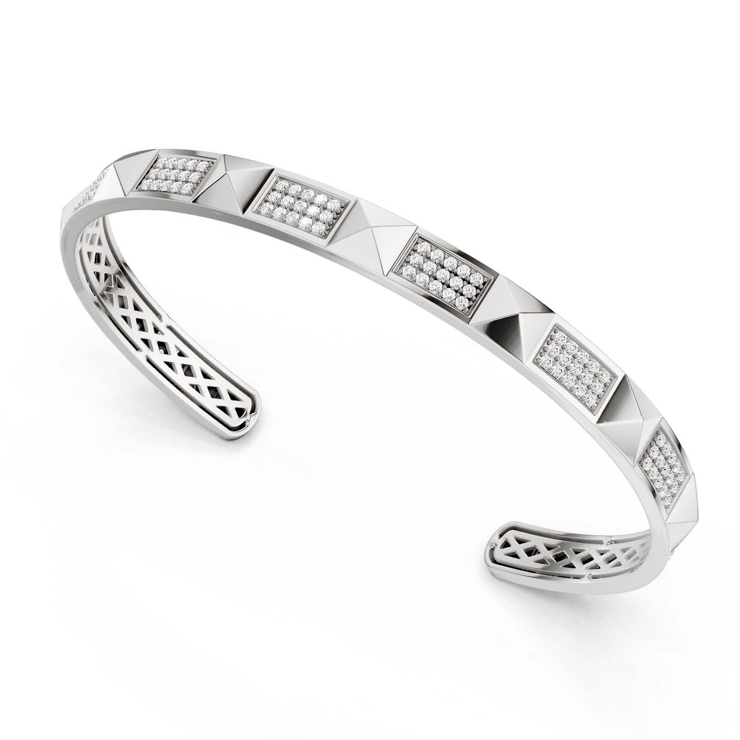 Zenyth Pyramid 3-Rows Cuff Bracelet