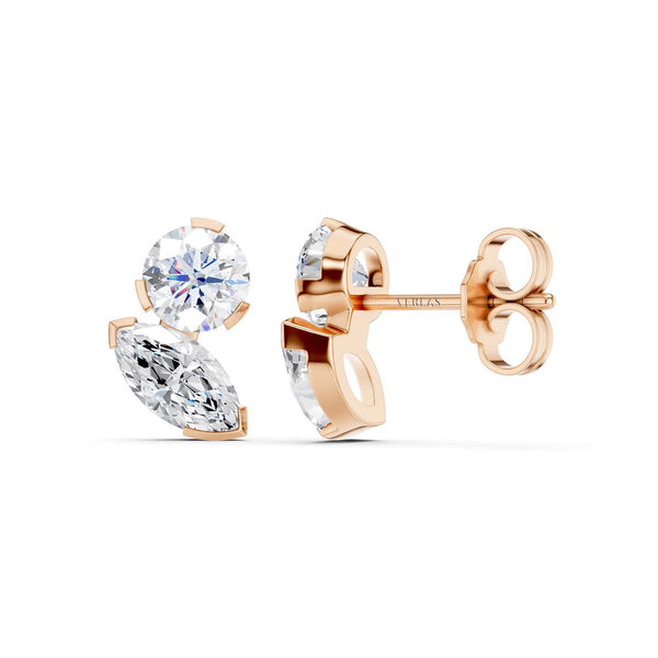 Round Marquise Toi-et-Moi Studs