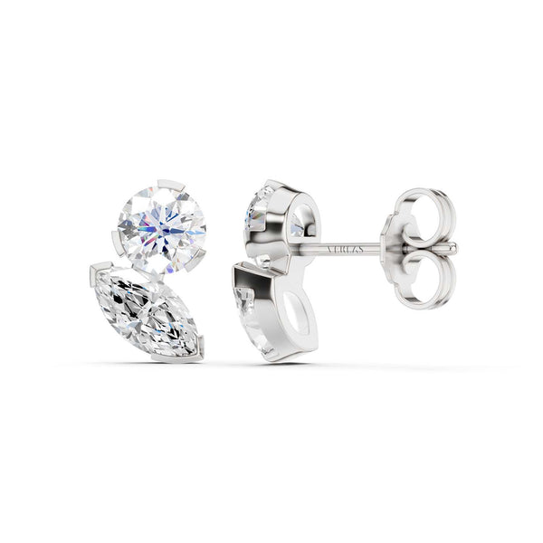 Round Marquise Toi-et-Moi Studs