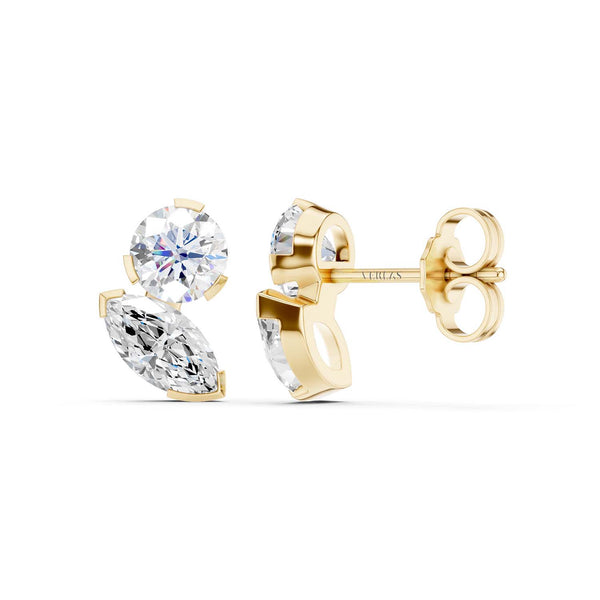 Round Marquise Toi-et-Moi Studs