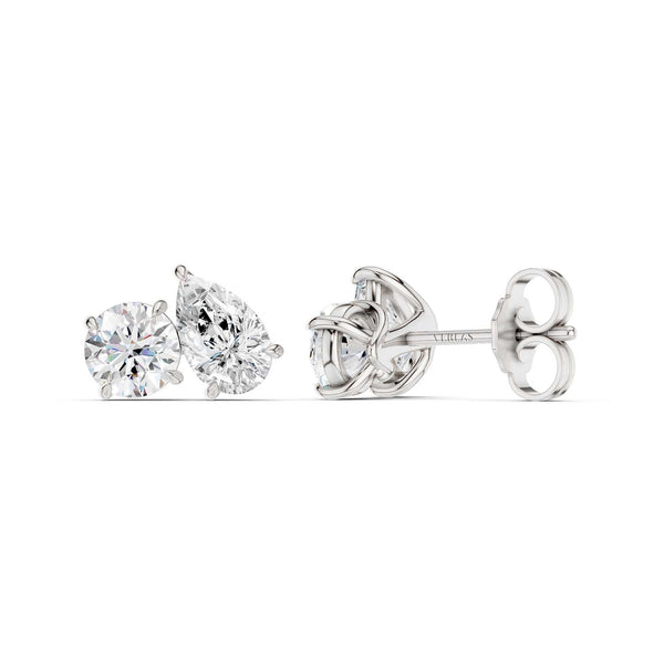 Round Pear Toi-et-Moi Studs