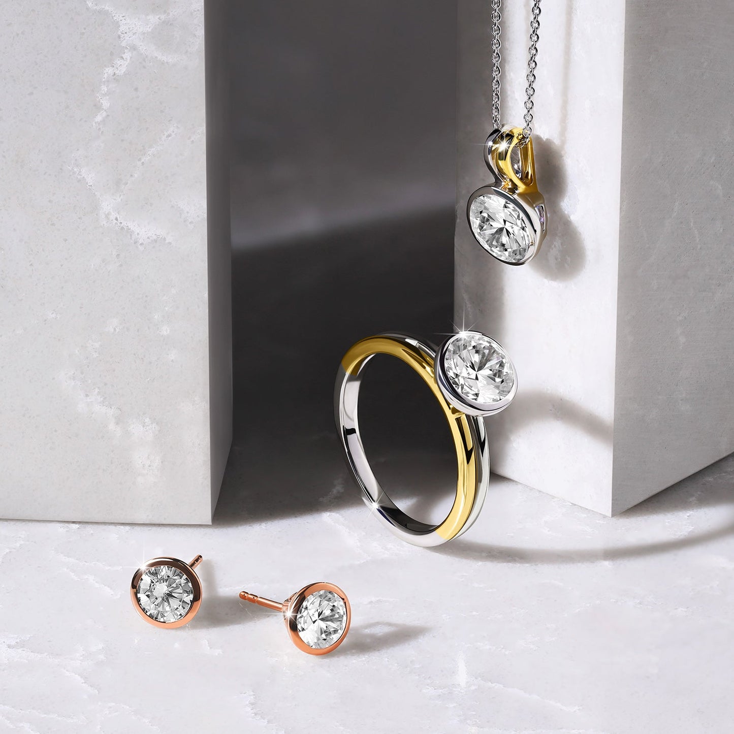Round-Cut Solitaire Bezel-Set Studs