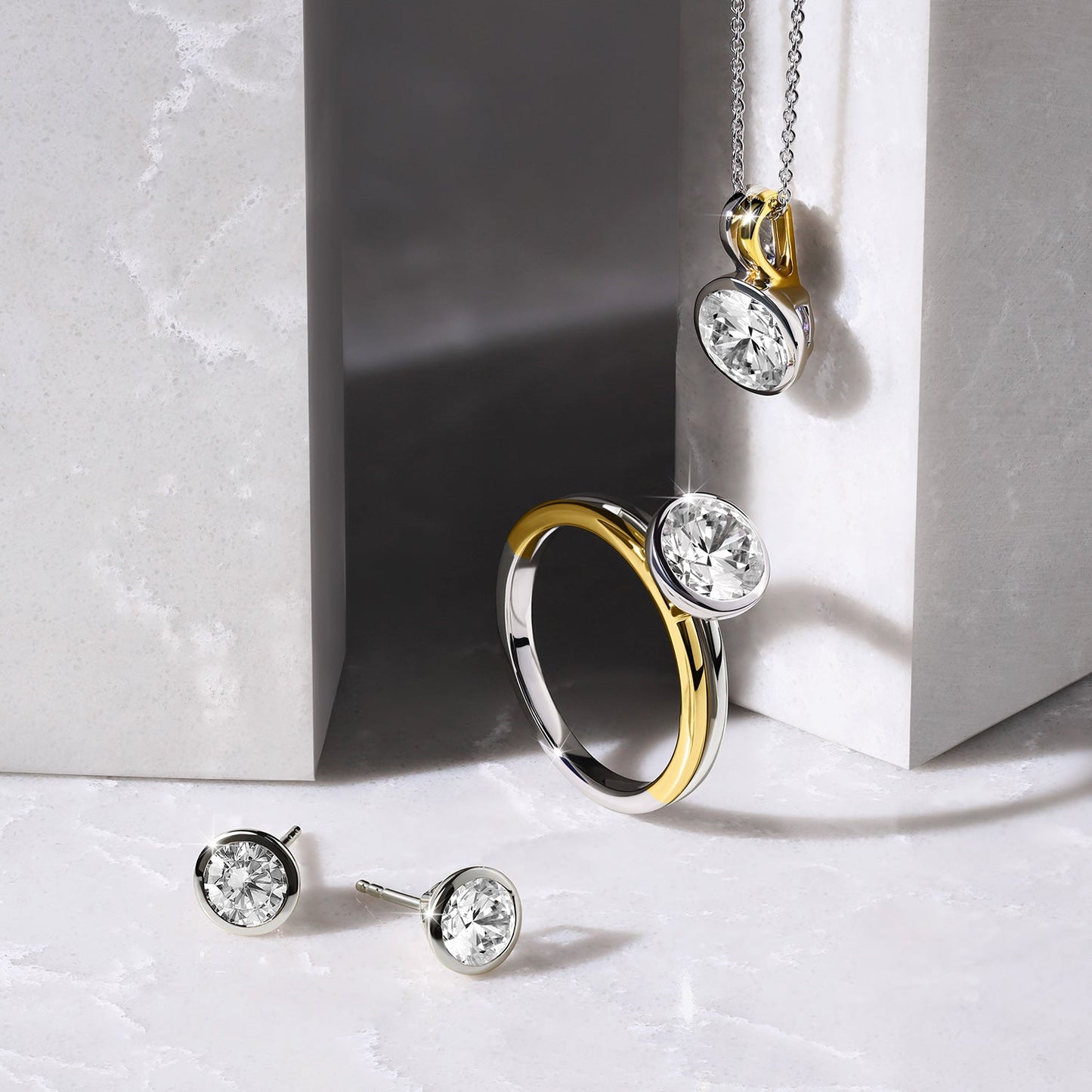 Round-Cut Solitaire Bezel-Set Studs