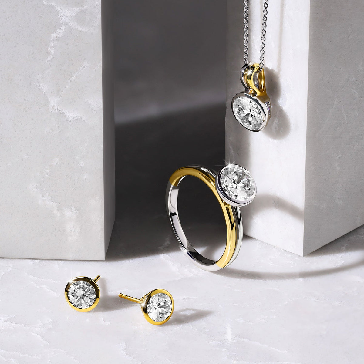 Round-Cut Solitaire Bezel-Set Studs