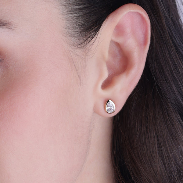 Pear-Cut Bezel-Set Studs