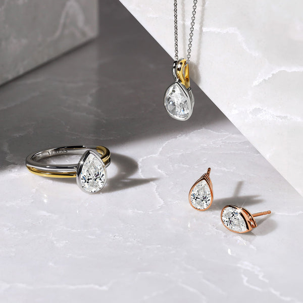 Pear-Cut Bezel-Set Studs