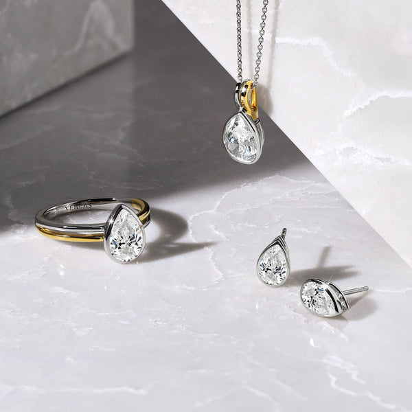 Pear-Cut Bezel-Set Studs