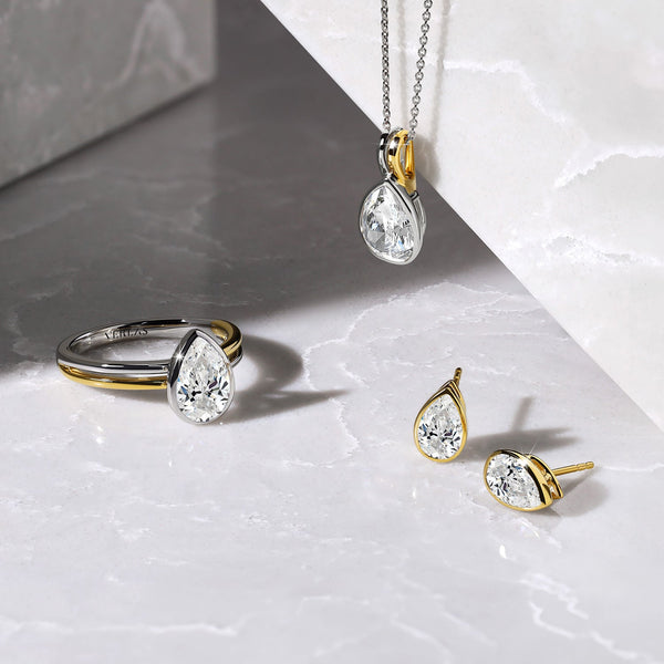 Pear-Cut Bezel-Set Studs