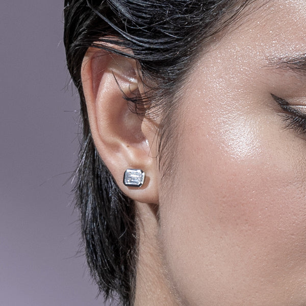 Emerald-Cut Bezel-Set Studs