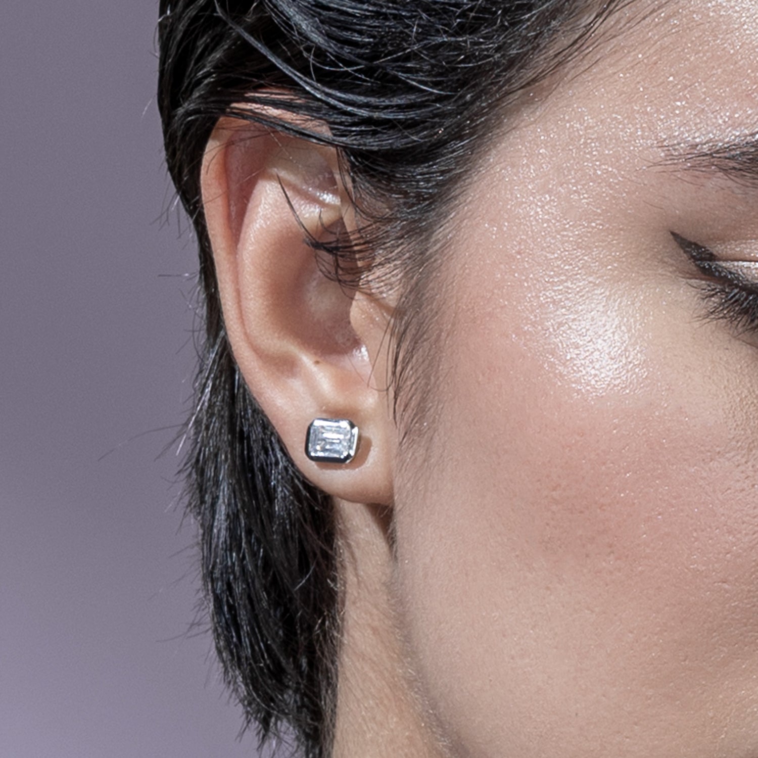 Emerald-Cut Bezel-Set Studs