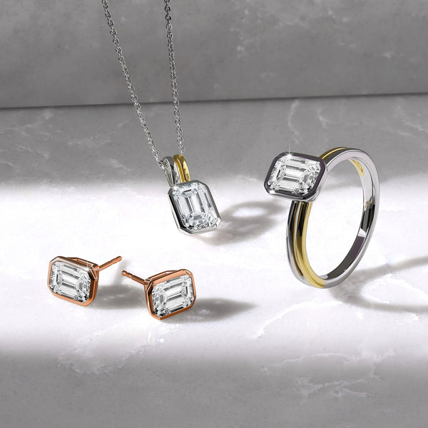 Emerald-Cut Bezel-Set Studs