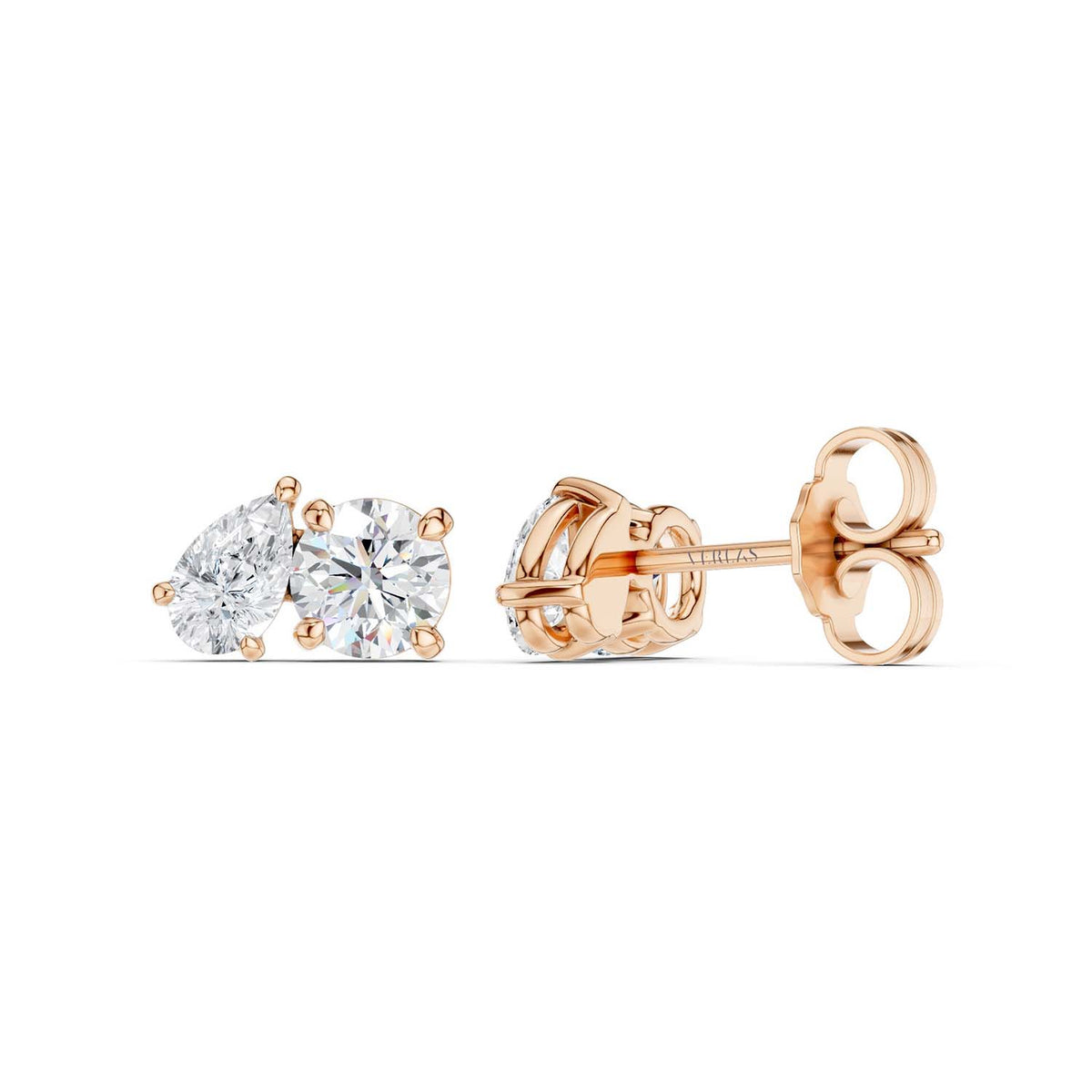 Pear Round Toi-et-Moi Studs