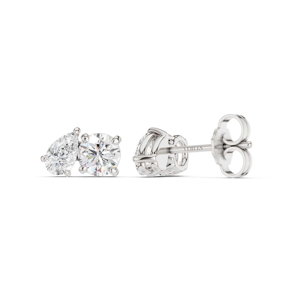 Pear Round Toi-et-Moi Studs