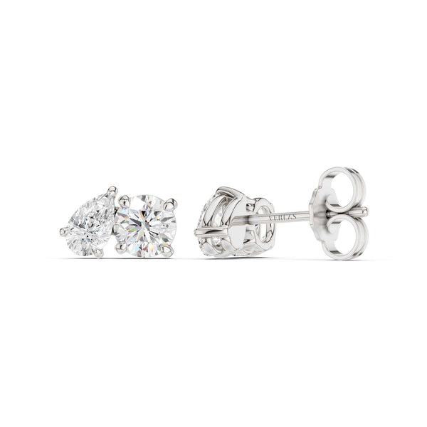 Pear Round Toi-et-Moi Studs