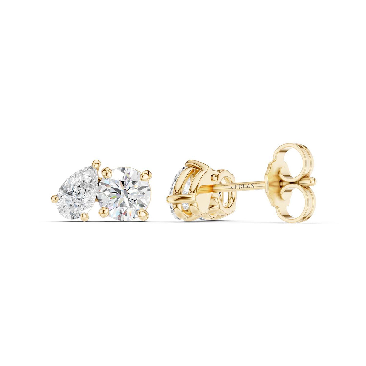 Pear Round Toi-et-Moi Studs