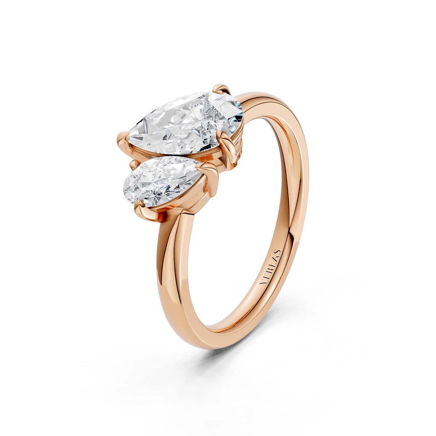 Asymmetrical Pear Toi-et-Moi Ring