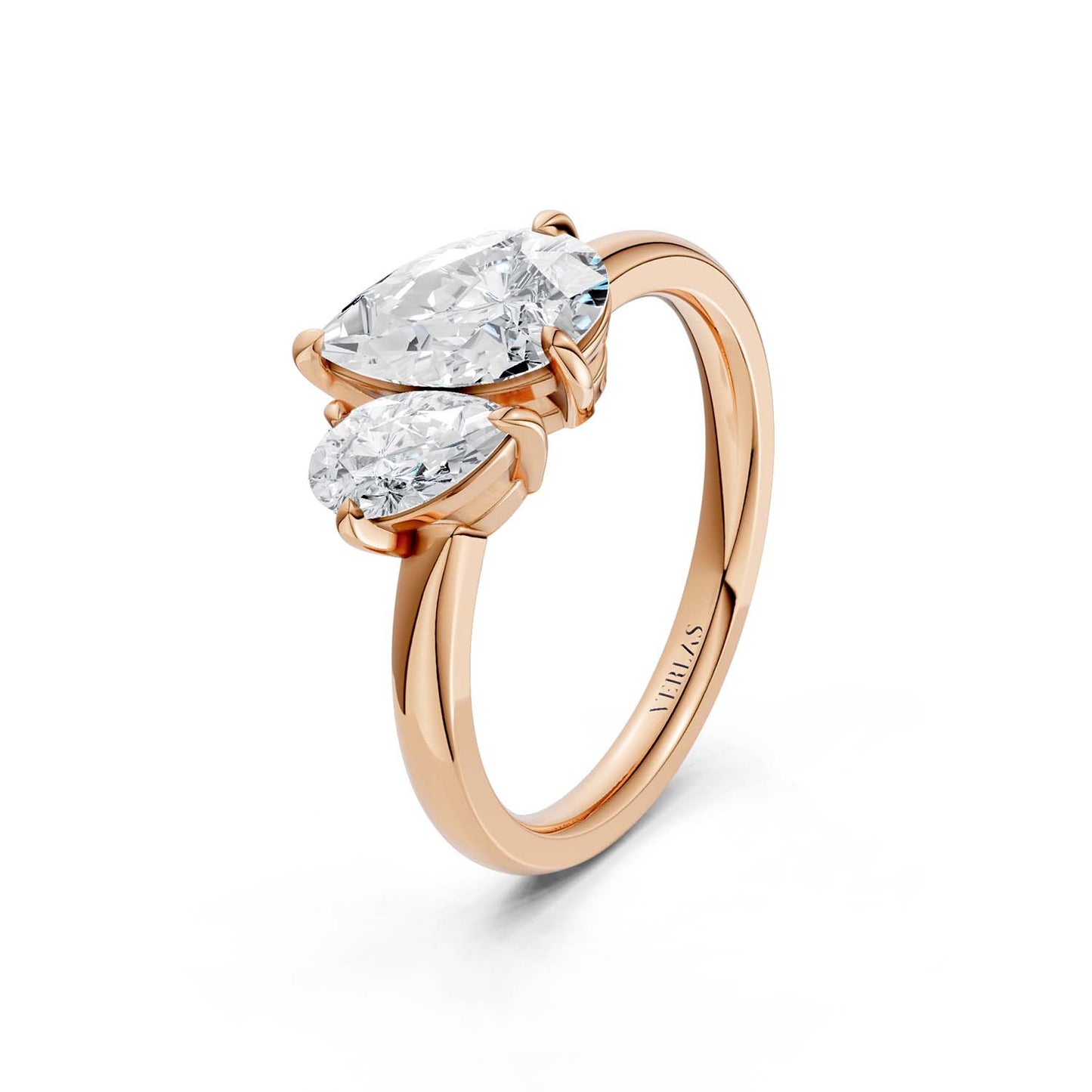 Asymmetrical Pear Toi-et-Moi Ring
