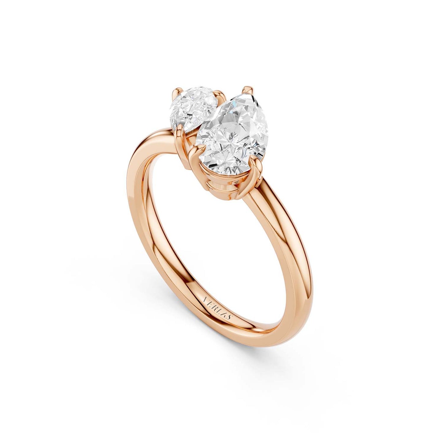 Asymmetrical Pear Toi-et-Moi Ring