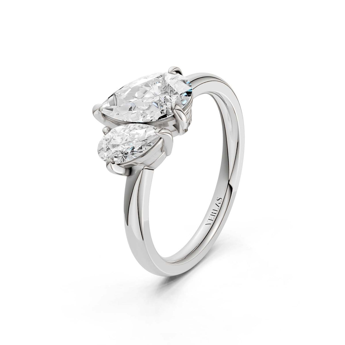 Asymmetrical Pear Toi-et-Moi Ring