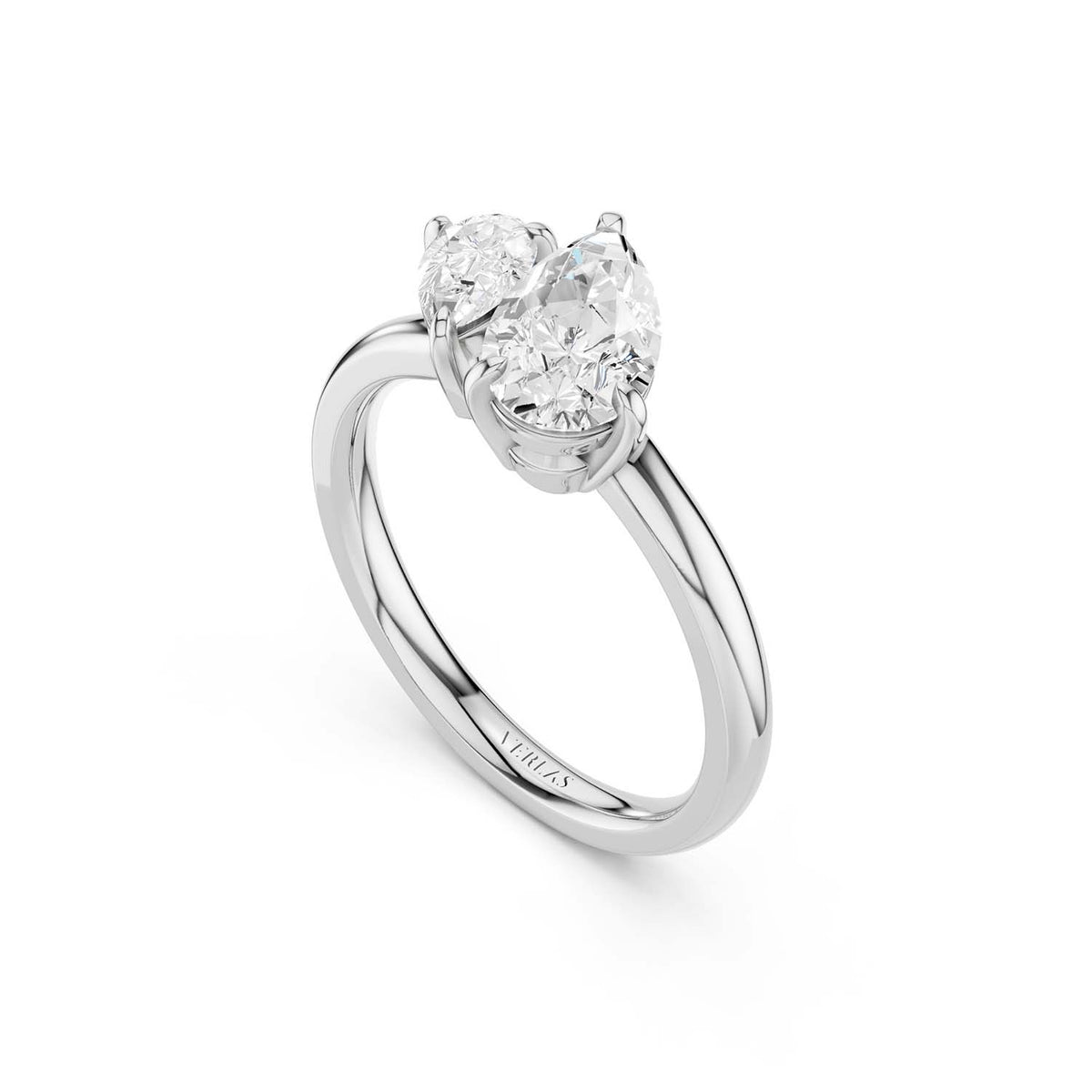 Asymmetrical Pear Toi-et-Moi Ring
