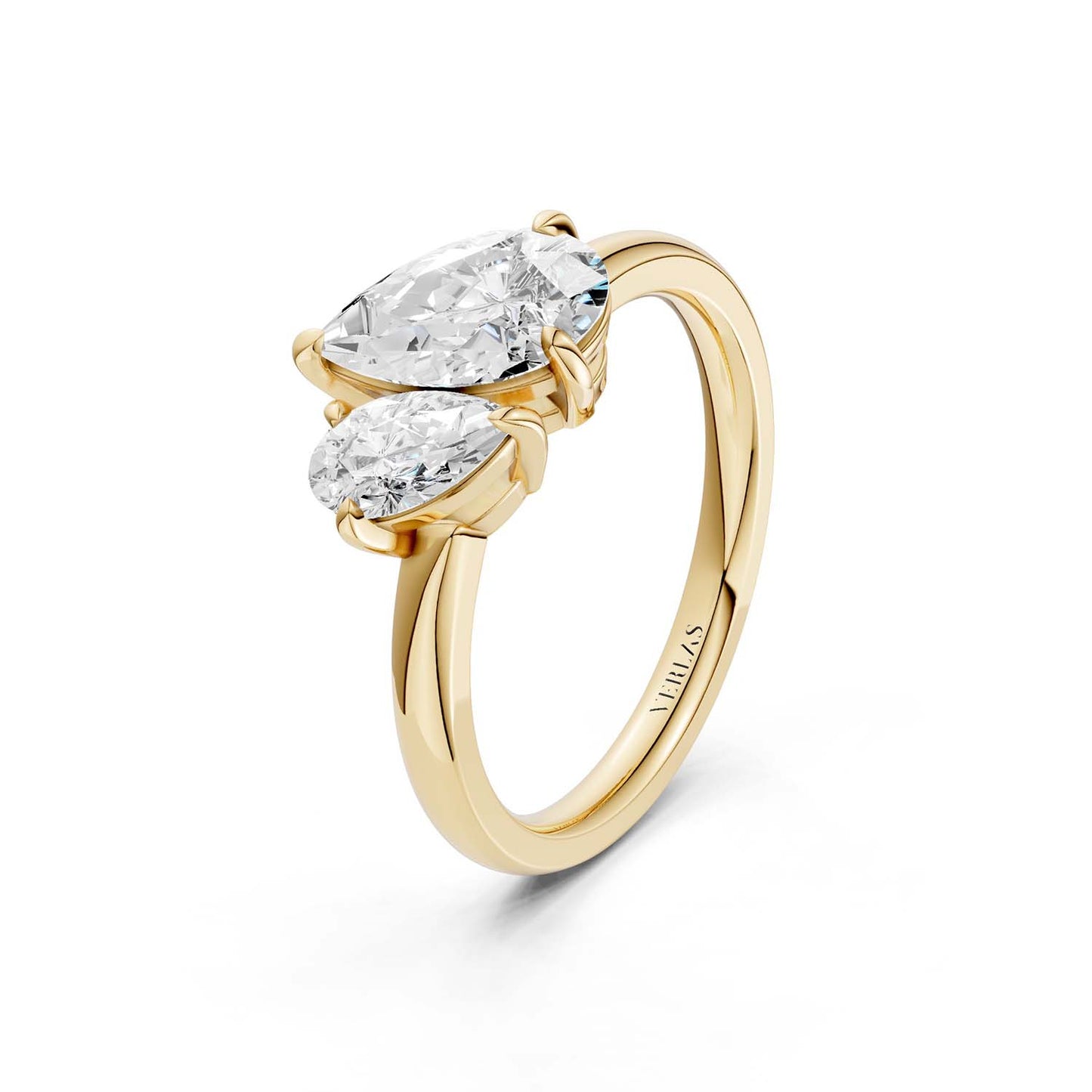 Asymmetrical Pear Toi-et-Moi Ring