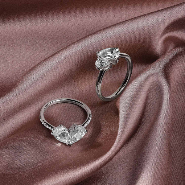 Asymmetrical Pear Toi-et-Moi Ring