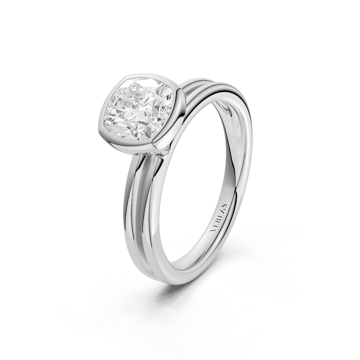 Coupled Cushion Bezel Solitaire Ring