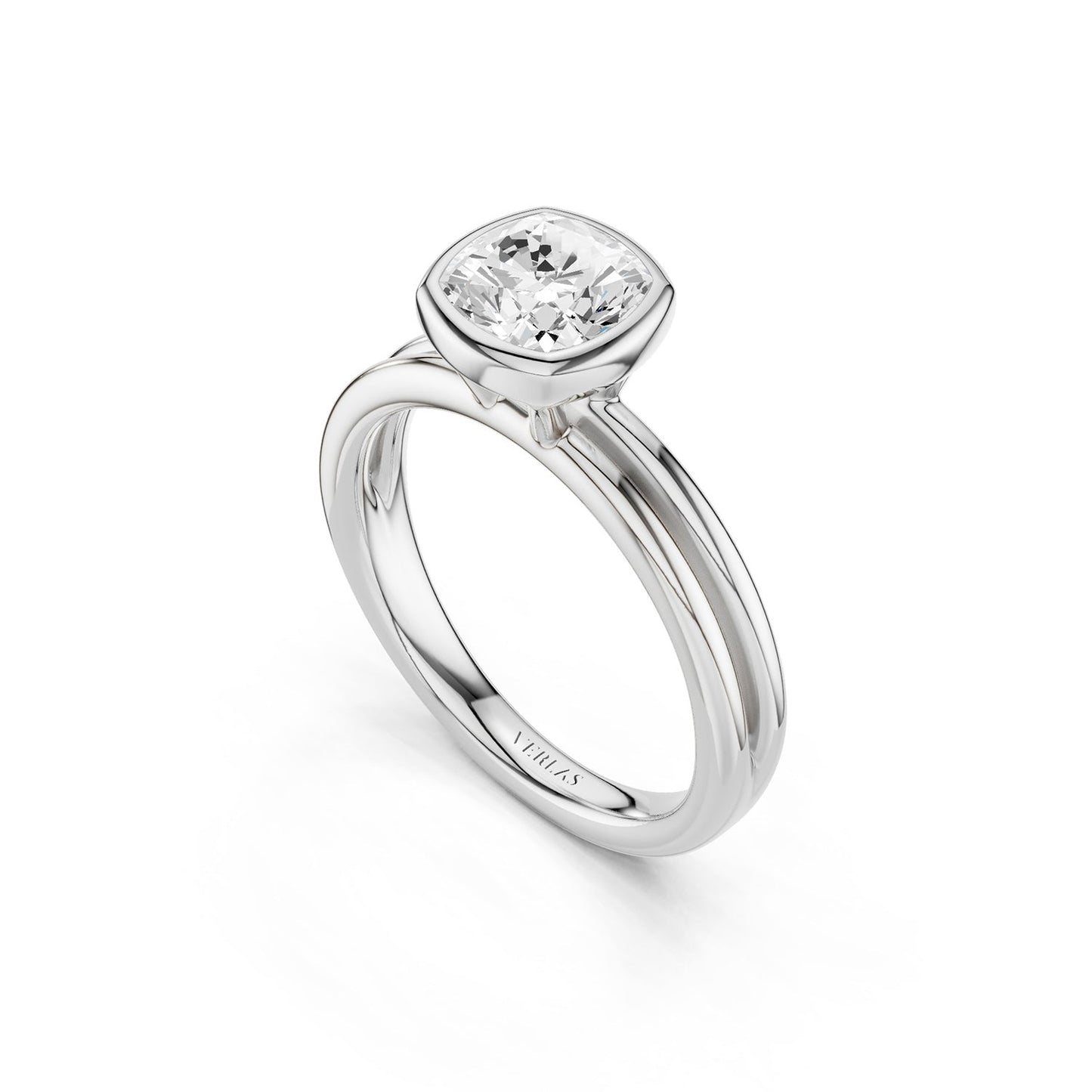 Coupled Cushion Bezel Solitaire Ring