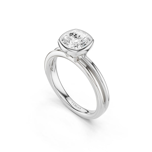 Coupled Cushion Bezel Solitaire Ring