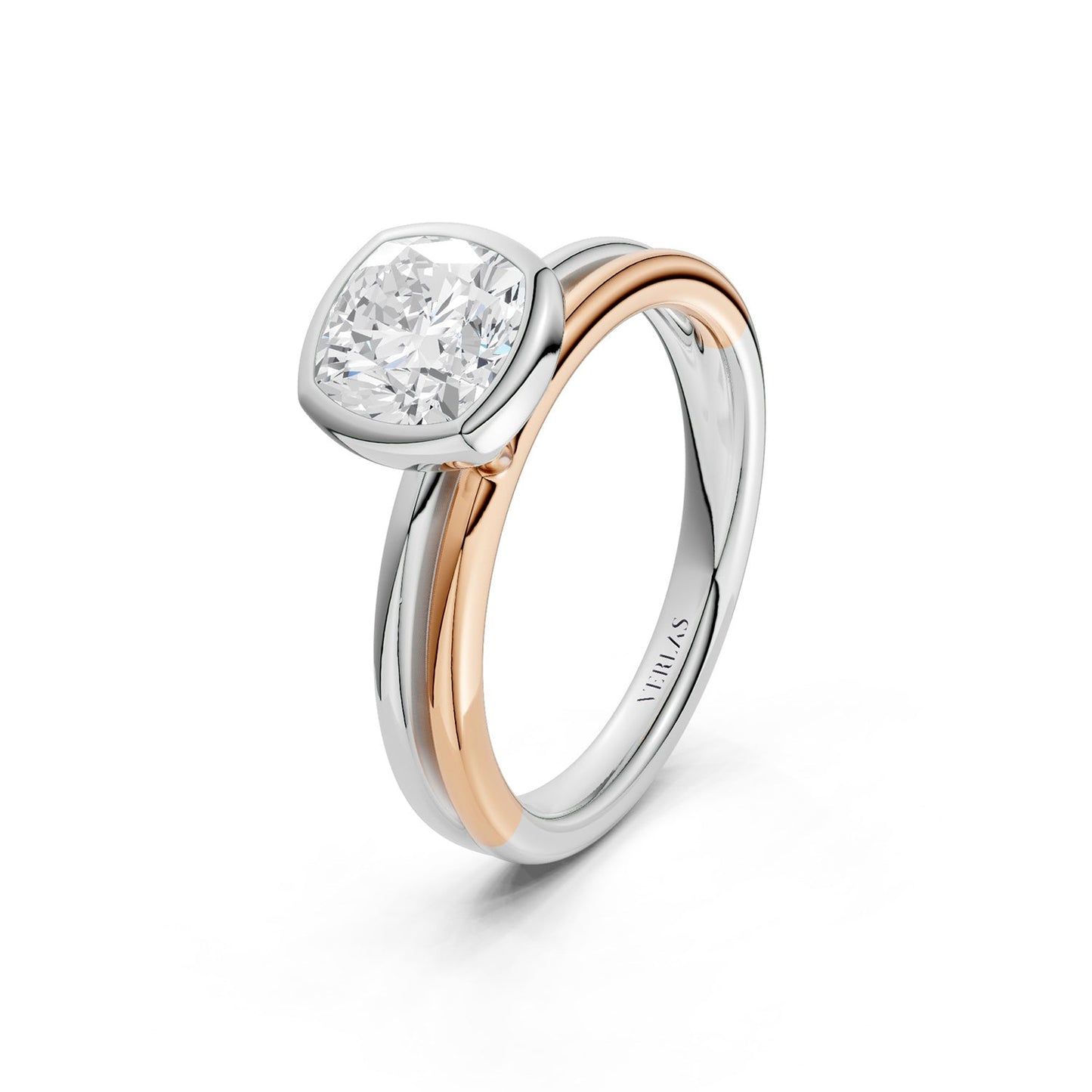 Coupled Cushion Bezel Solitaire Ring