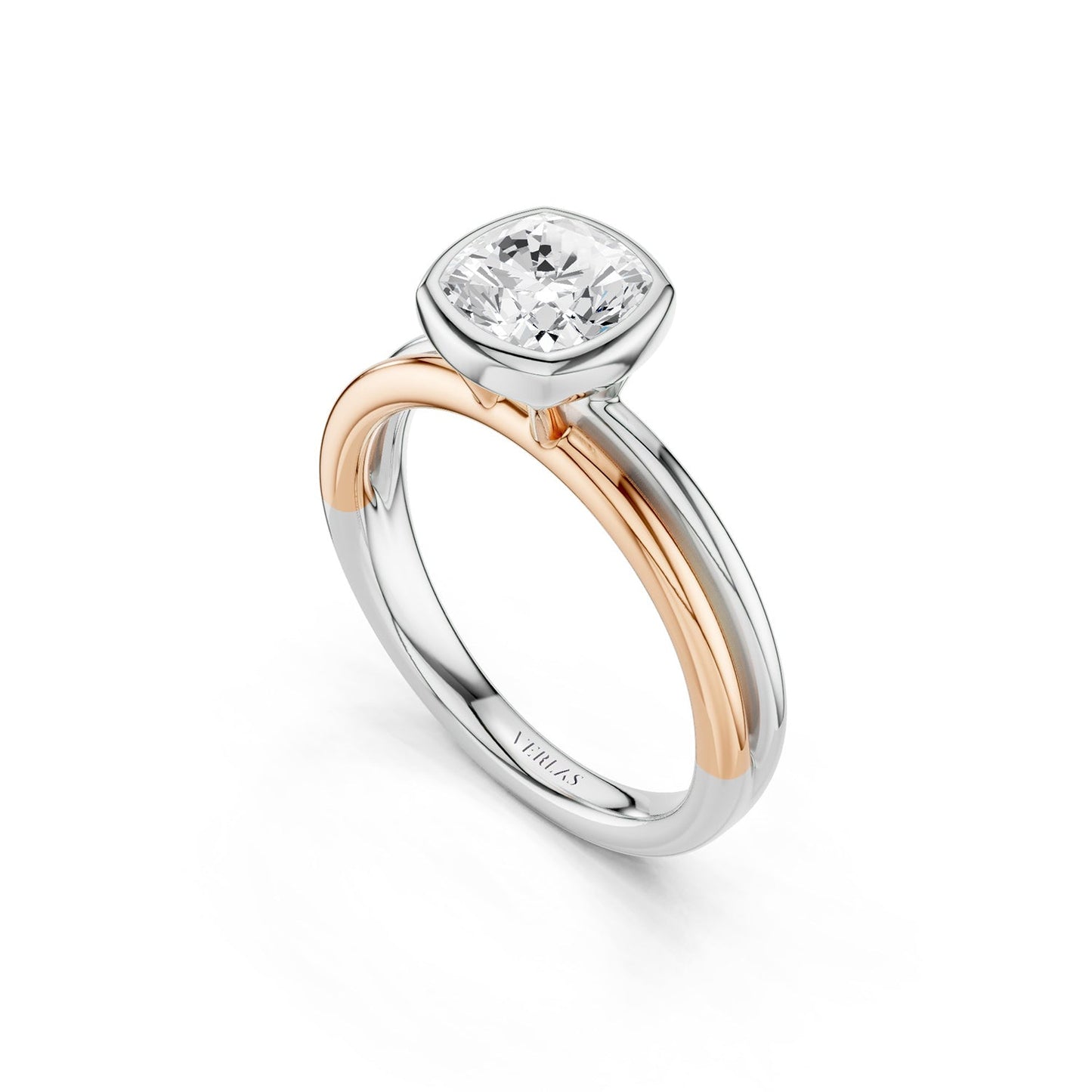 Coupled Cushion Bezel Solitaire Ring