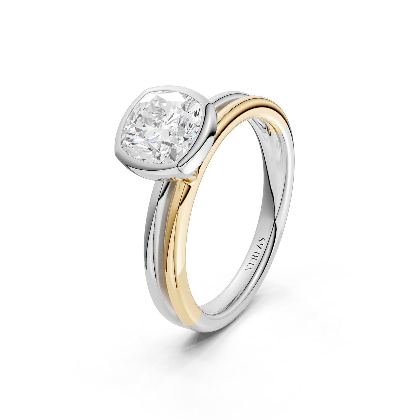 Coupled Cushion Bezel Solitaire Ring