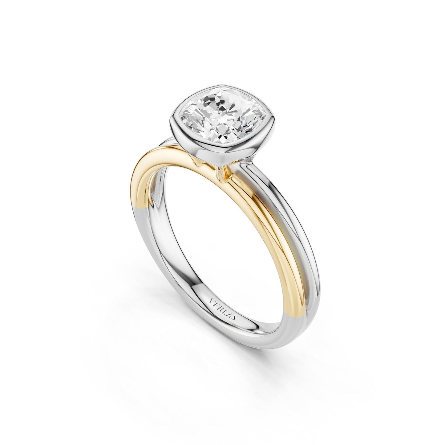 Coupled Cushion Bezel Solitaire Ring