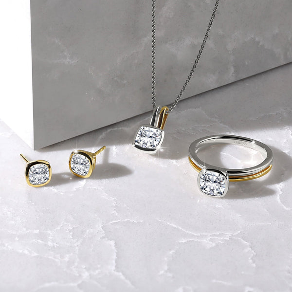Coupled Cushion Bezel Solitaire Ring