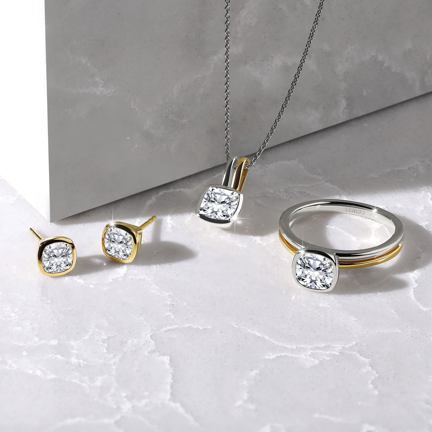 Coupled Cushion Bezel Solitaire Ring