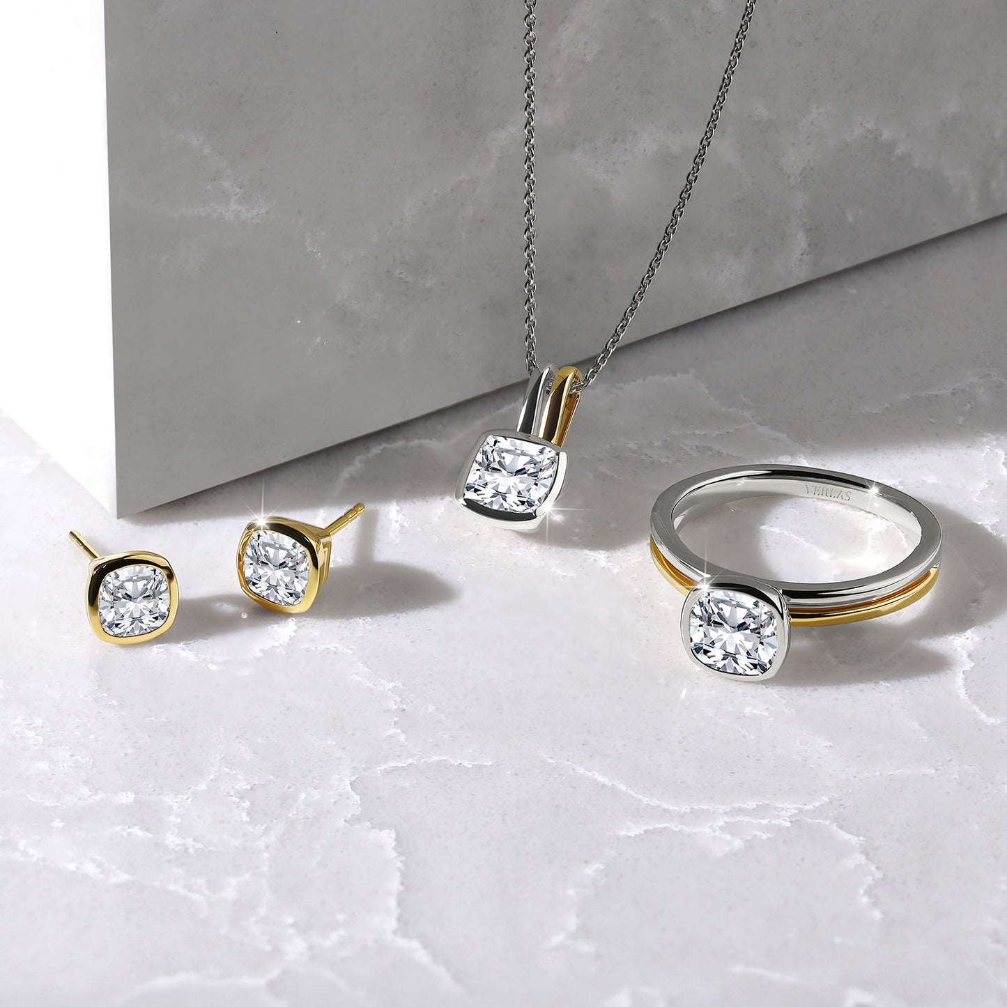 Coupled Cushion Bezel Solitaire Ring