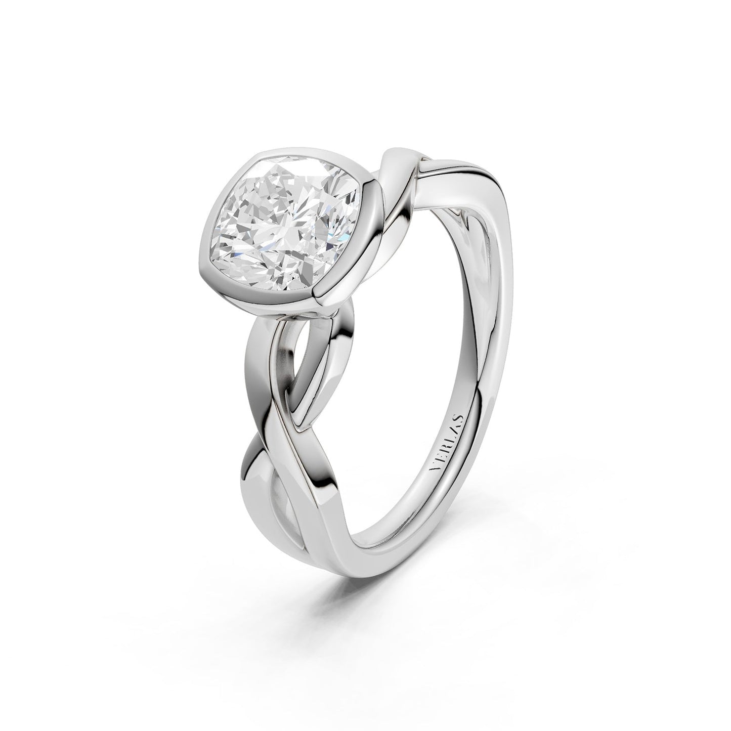 Twisted Cushion Bezel Solitaire Ring