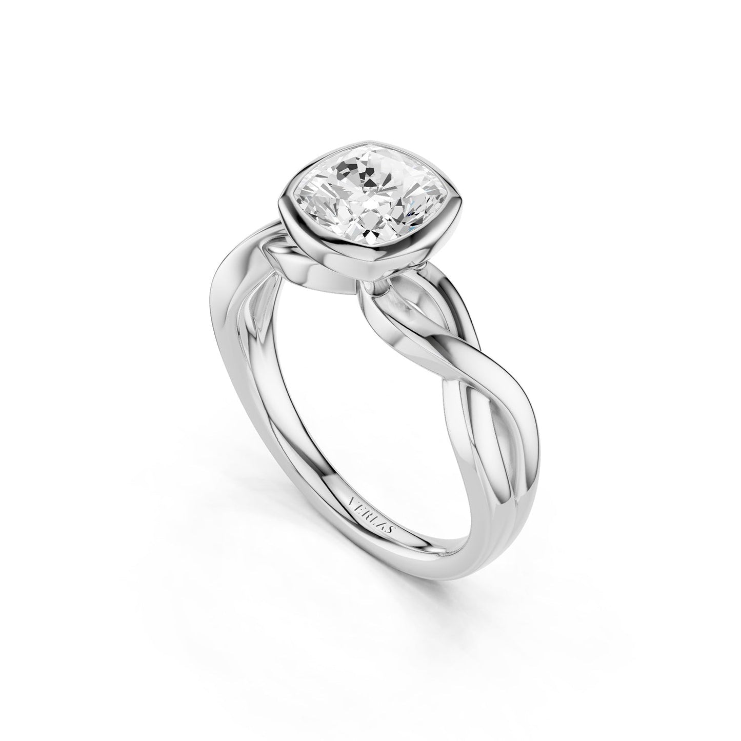 Twisted Cushion Bezel Solitaire Ring