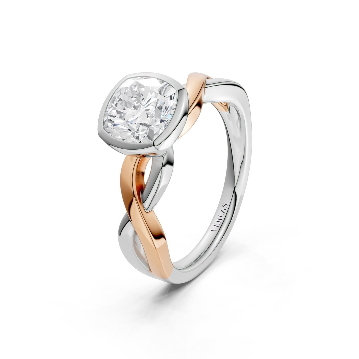 Twisted Cushion Bezel Solitaire Ring