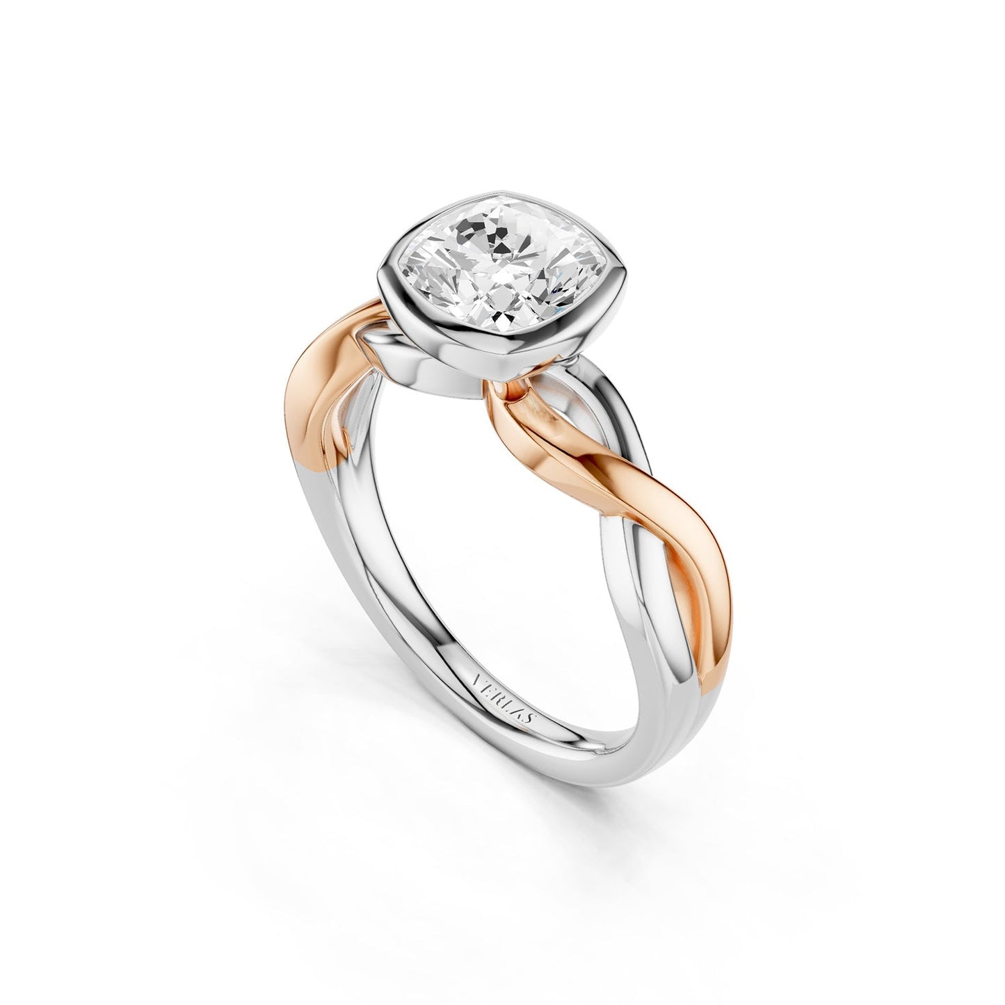 Twisted Cushion Bezel Solitaire Ring