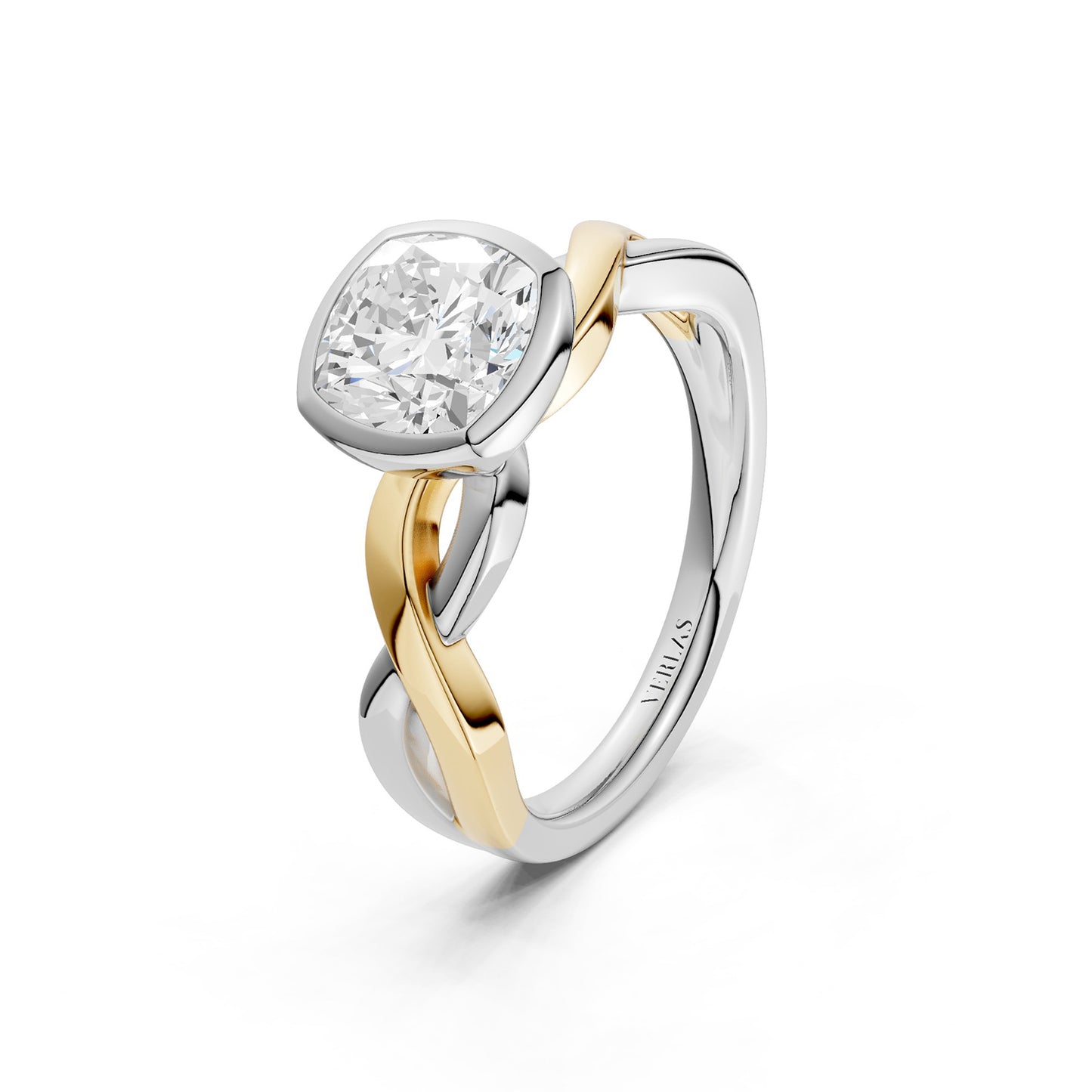 Twisted Cushion Bezel Solitaire Ring
