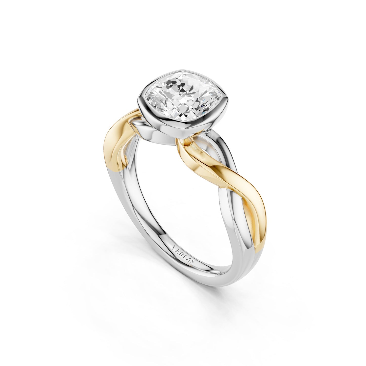 Twisted Cushion Bezel Solitaire Ring