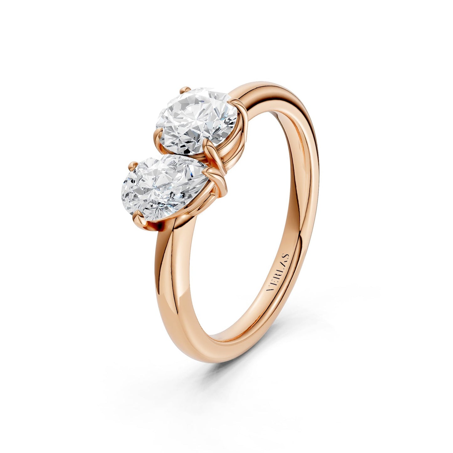 Pear Round Toi-et-Moi Ring