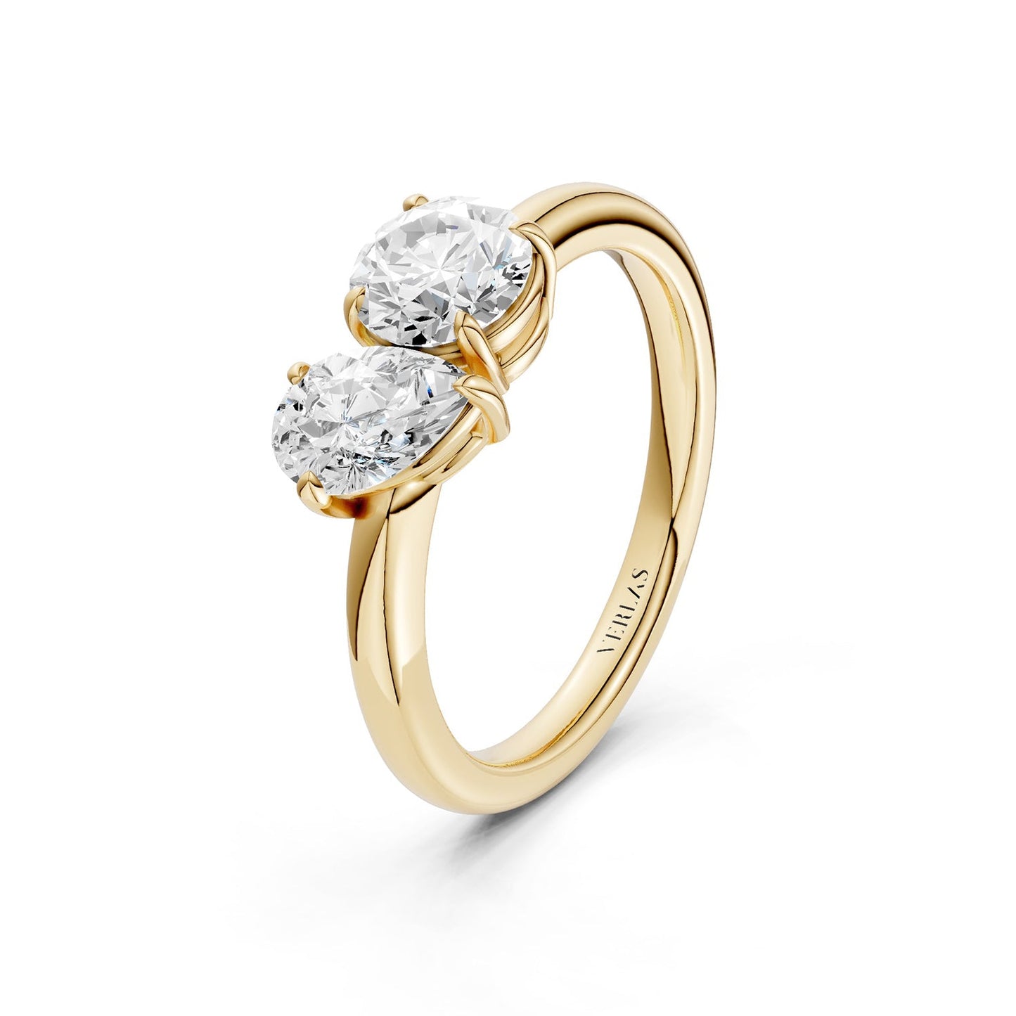Pear Round Toi-et-Moi Ring