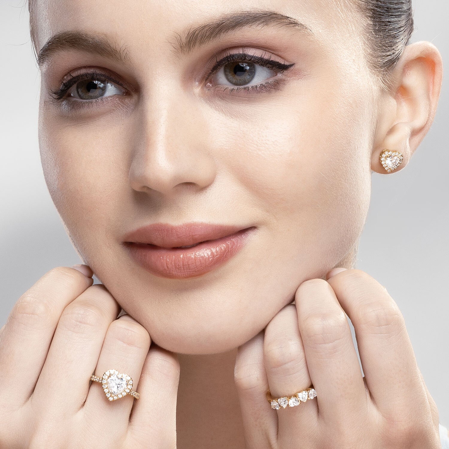 Heart-Cut Luxe Halo Studs