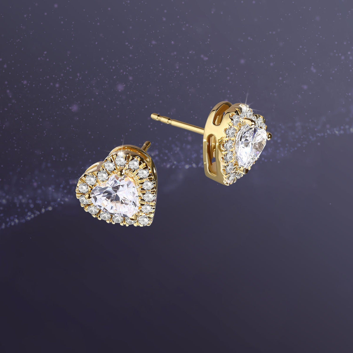 Heart-Cut Luxe Halo Studs