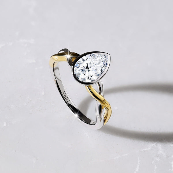 Twisted Bezel Pear Diamond Ring