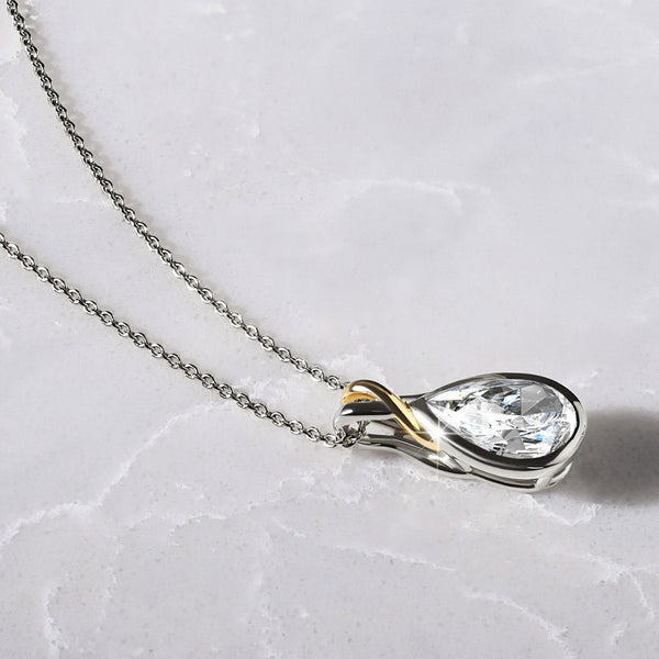 Twisted Pear Bezel Pendant Necklace