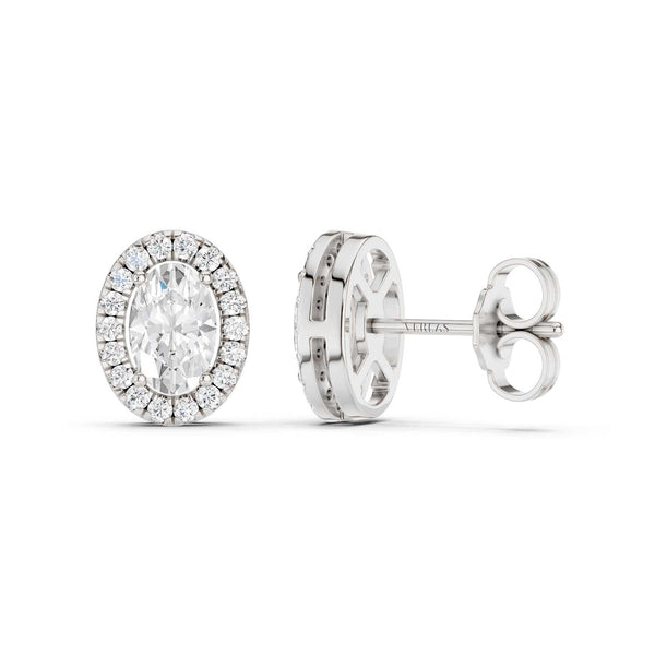 Oval-Cut Halo Studs