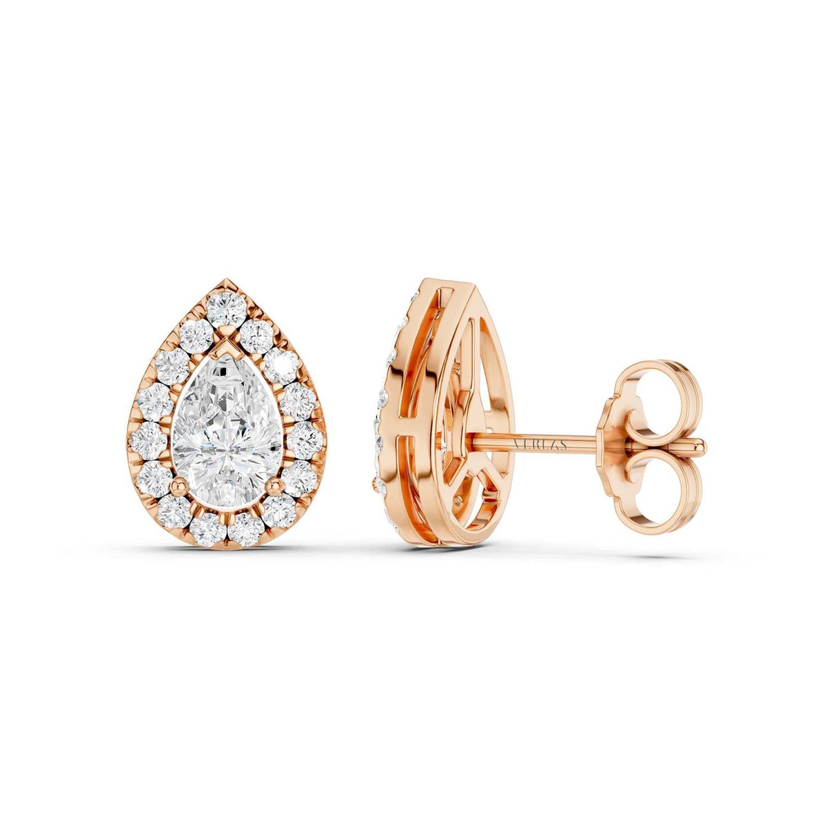 Pear-Cut Halo Studs